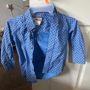 Wrangler Kids Blue and Red Patterned Button Down Shirt
